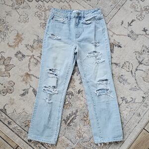 Vervet High Rise Distressed Crop Straight Jeans Size 25